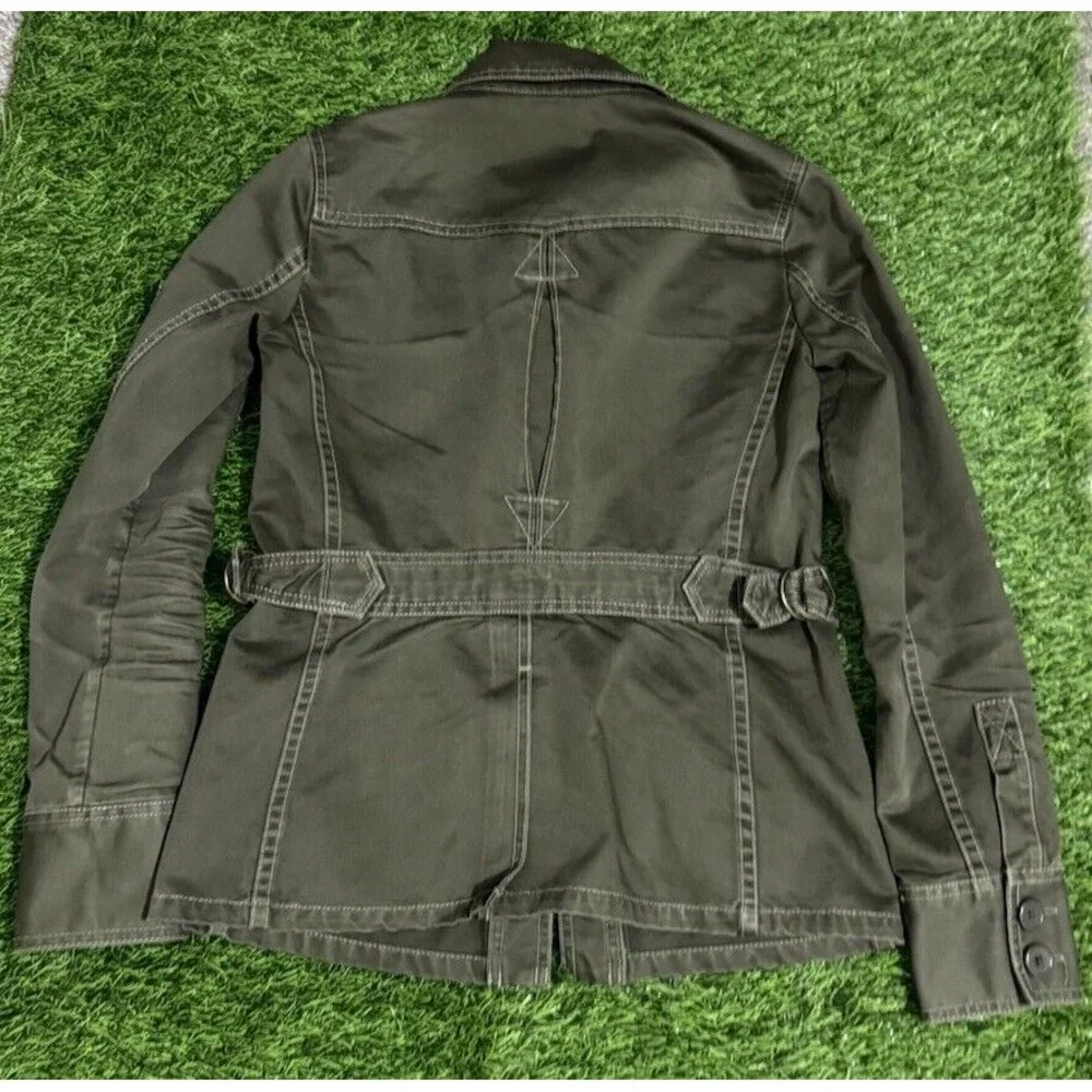 J. Crew Women's Military Jacket Size XS Green Twill 100% Cotton Belted‎ Long Slv